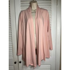 Simply Noelle Open Front Cardigan Lightweight Knit Sweater Pink Comfy Size L